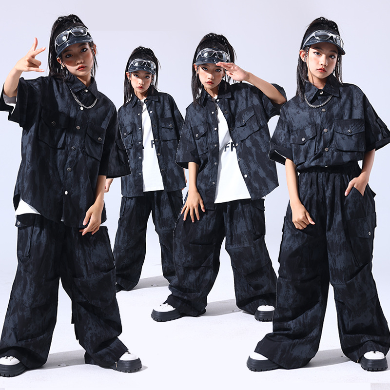 街舞儿童潮服少儿服装hiphop童装男童架子鼓演出服嘻哈宽松套装