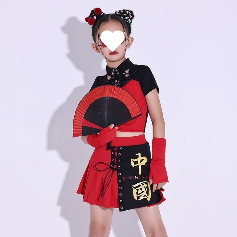 儿童六一演出服潮服女童爵士舞服装中国少儿表演街舞走秀国潮