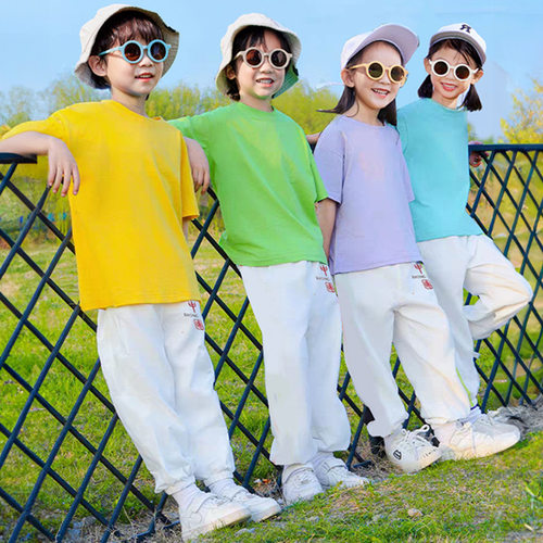 彩色儿童啦啦队演出服幼儿园舞蹈表演糖果色小学生班服运动会服装