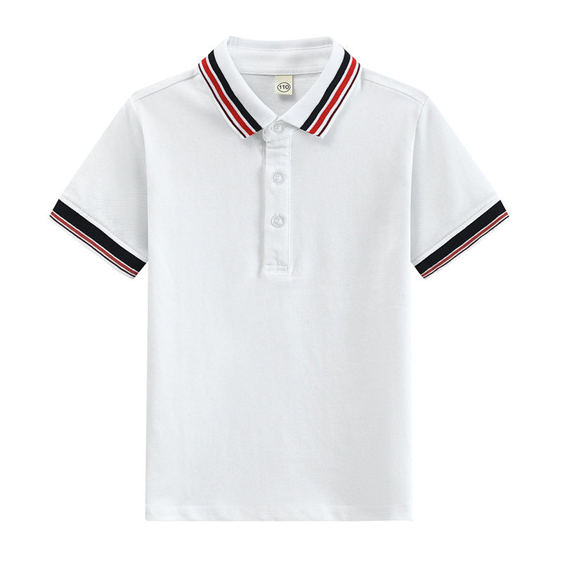 儿童短袖polo衫白色t恤男女童园服英伦风 中小学生校服夏装