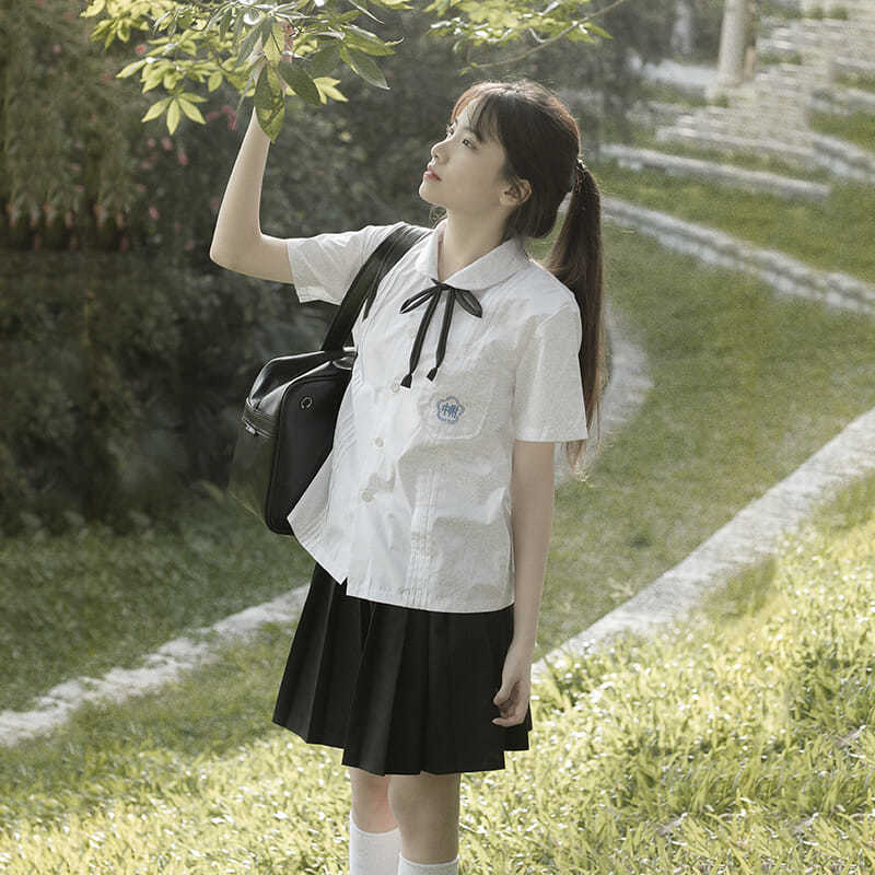 台湾校服套装附中学生jk制服白衬衫风琴褶高中学院风毕业班服夏季