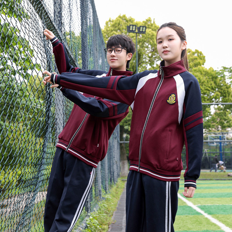 新款春秋款校服套装中学生学院风高中生初中生班服三件套运动服装