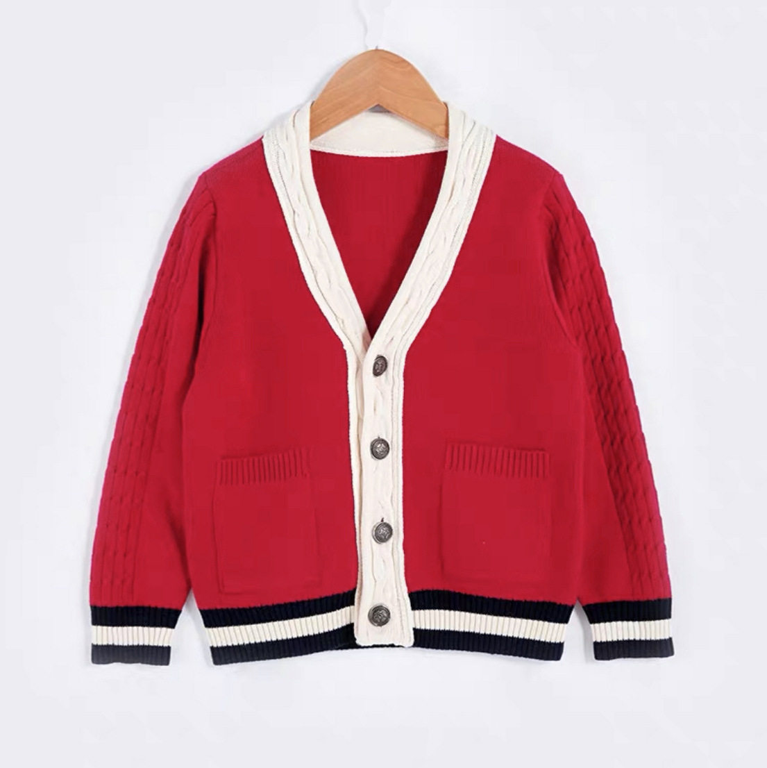 幼儿园园服学院风老师校服开衫班服秋冬季毛衣外套长袖教师针织衫