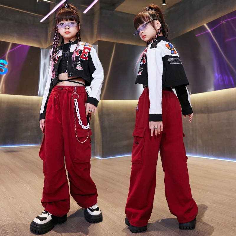 街舞儿童潮服酷帅机车服套装女童嘻哈少儿hiphop爵士舞舞蹈
