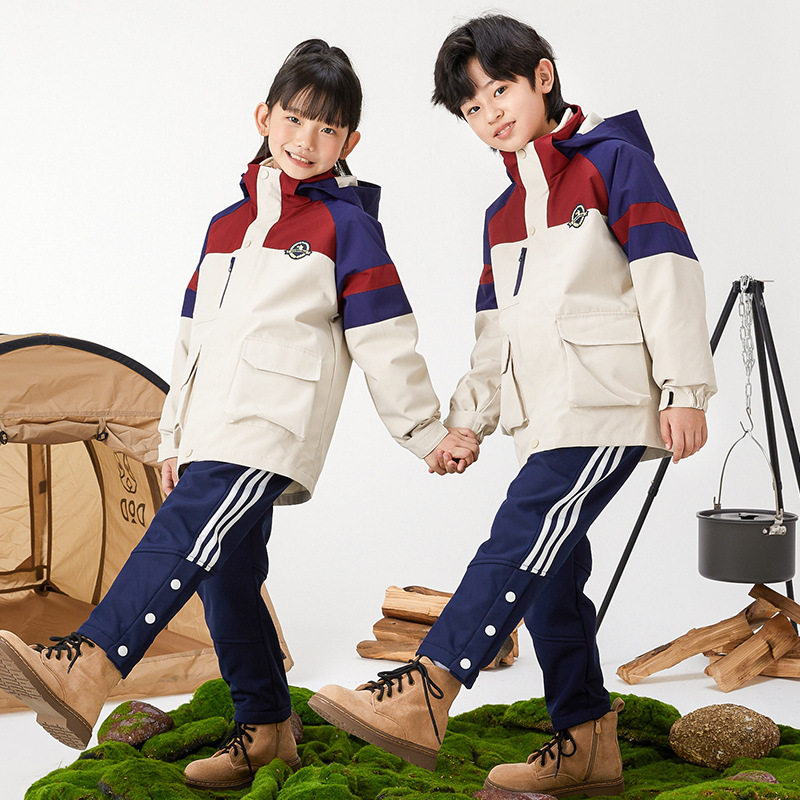 秋冬款中小学生校服套装冲锋衣三合一三件套连帽园服男女款定做