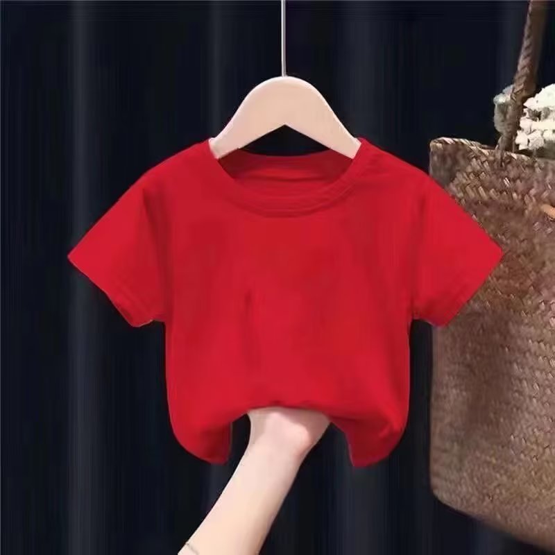 儿童短袖t恤 纯白色男童班服女宝宝小孩半袖时尚体恤校服现货批发