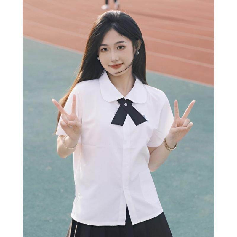 夏季毕业班服女泰式校服jk衬衫短袖学院风白衬衣学生制服套装韩系