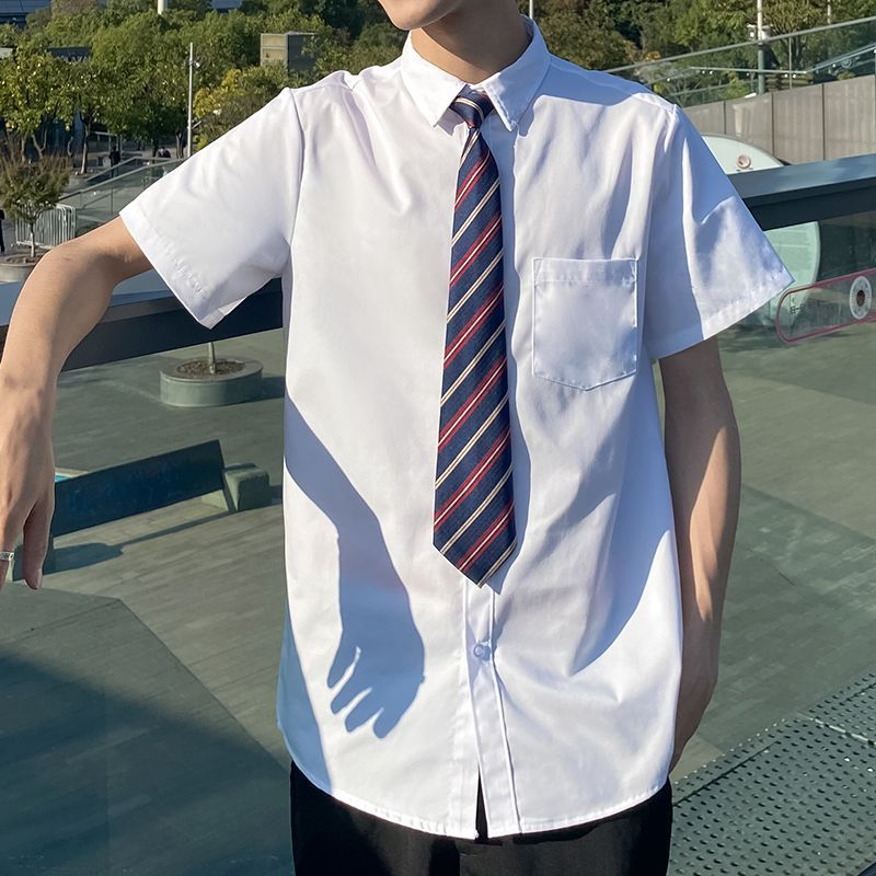白衬衫男秋打底长袖大码百搭dk制服衬衣学院风工装日系学生校服jk