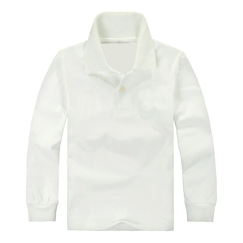 男童polo衫长袖t恤儿童全棉校服女童翻领园服白色打底衫一件代销