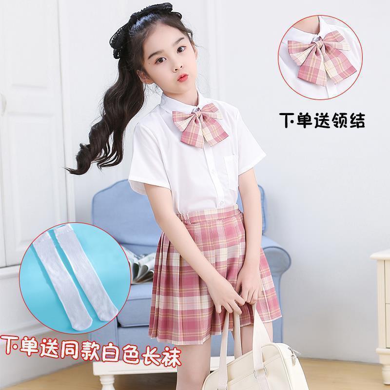 女童jk制服儿童裙正版套装全套整套春夏季小学生校服格裙子