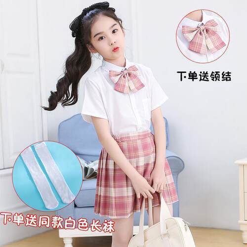 女童jk制服儿童裙正版套装全套整套春夏季小学生校服格裙子