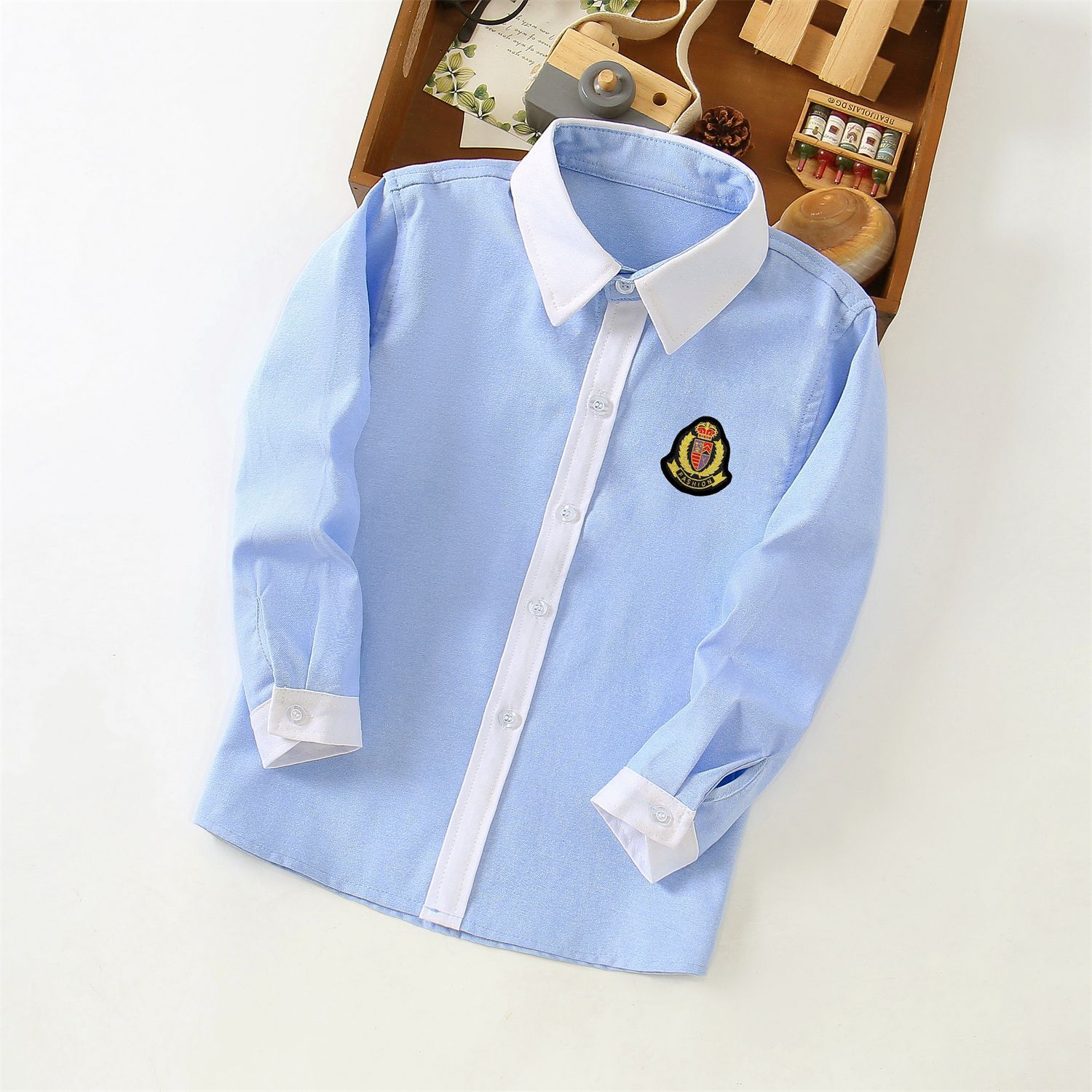 中小童蓝色校服风 小孩学校班服 儿童蓝色长袖 小学生班服蓝色