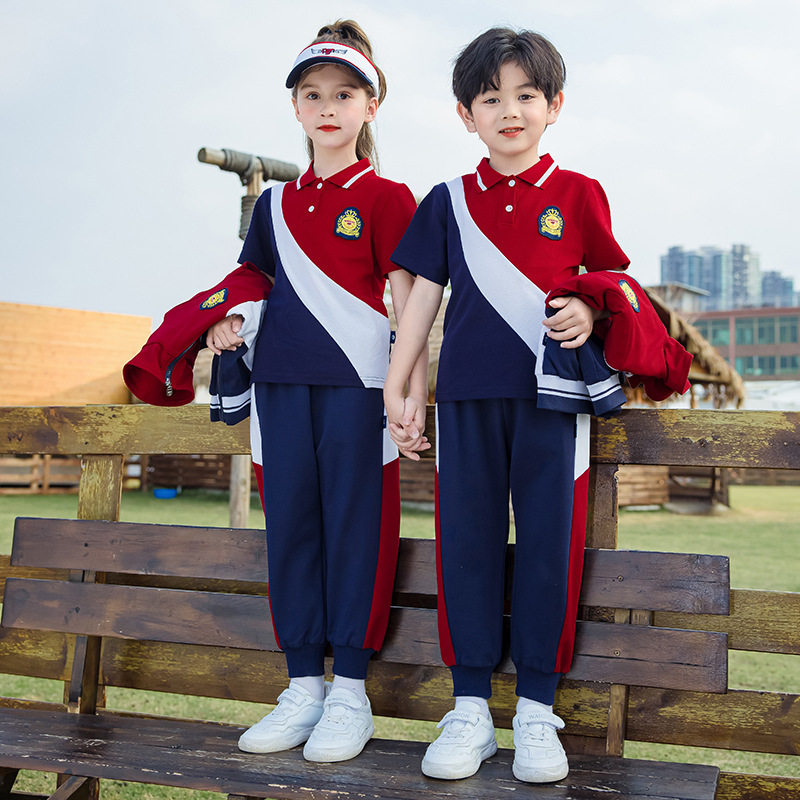 小学生夏季校服两件套幼儿园园服高中生班服运动套装定制