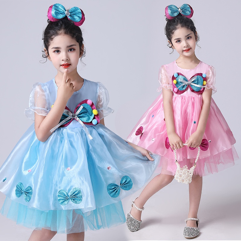 六一儿童舞蹈纱裙演出服女粉色蓬蓬裙幼儿园舞蹈服表演服装公主