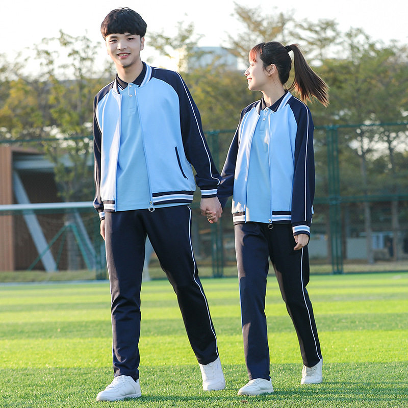 中学生校服三件套春秋季初高中小学班服套装外套学院风运动服批发图片