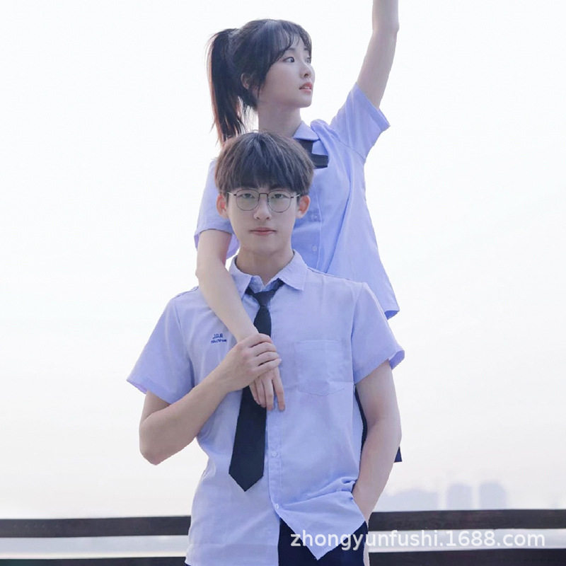 泰国校服泰式女短袖长袖jk制服衬衫初中高中学生毕业季班服套装