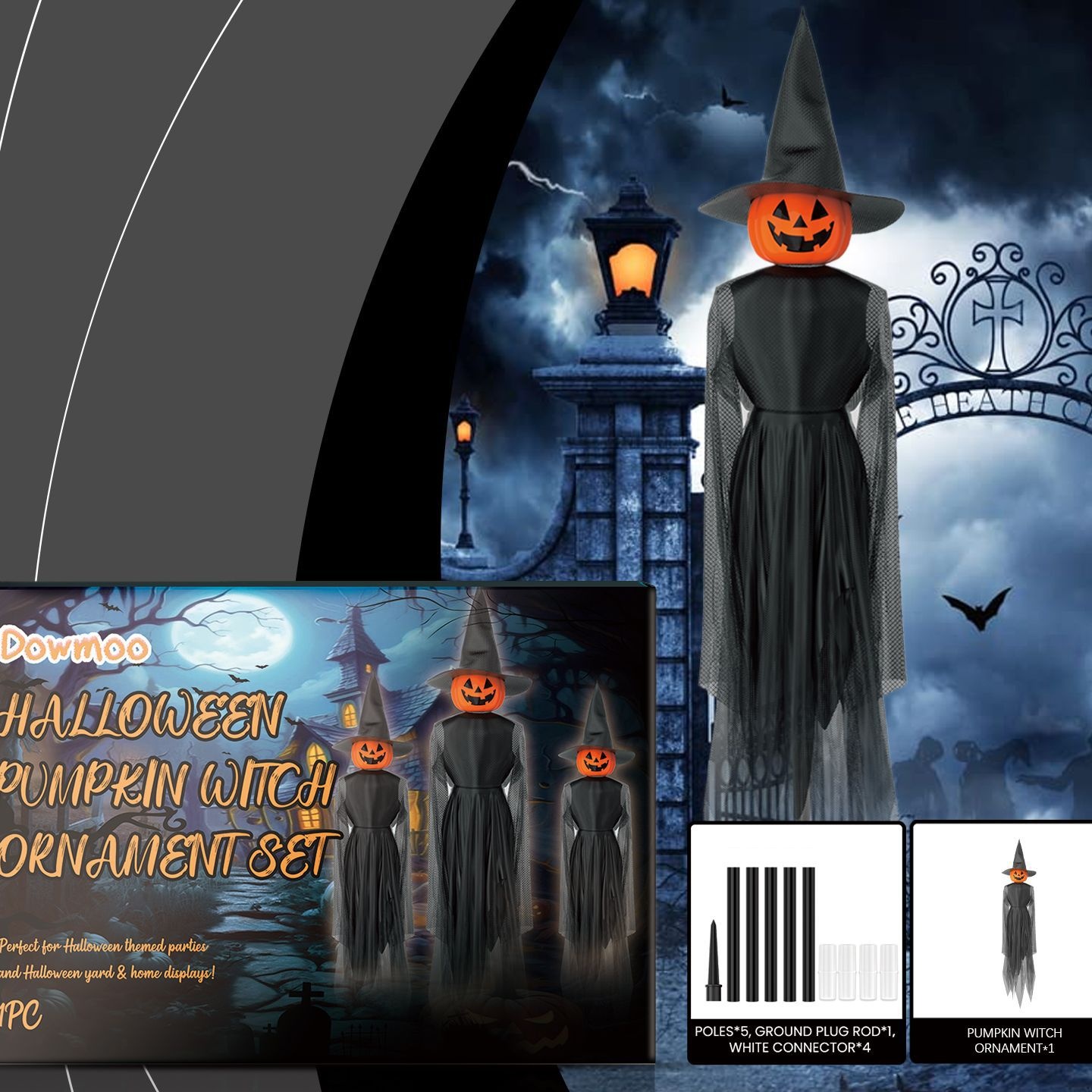 Dowmoo万圣节南瓜女巫挂饰套装 万圣节派对气氛装饰摆件道具