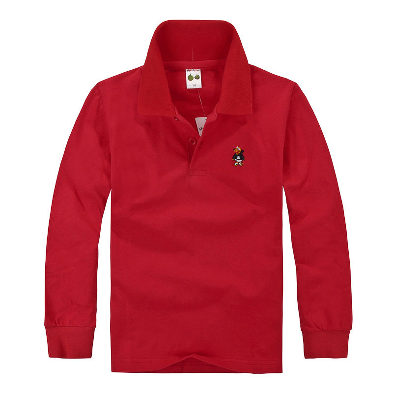 男童polo衫长袖t恤儿童全棉校服女童翻领园服白色打底衫一件代销