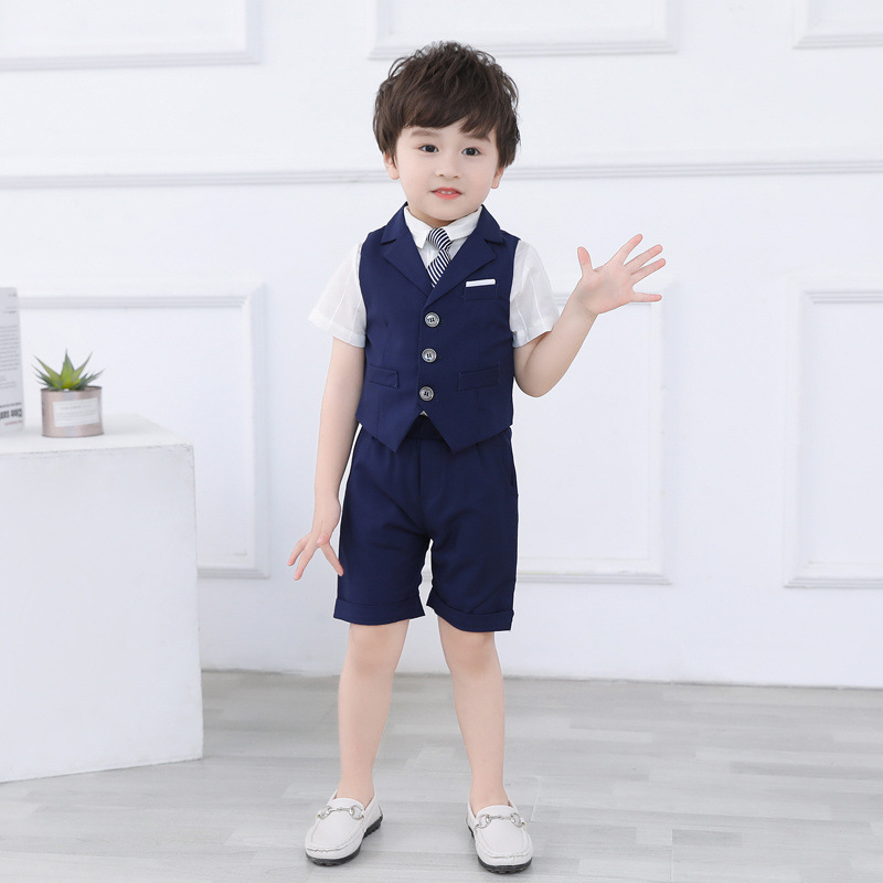 童装韩版夏季新款儿童小西装套装小孩子英伦西服男童表演舞台