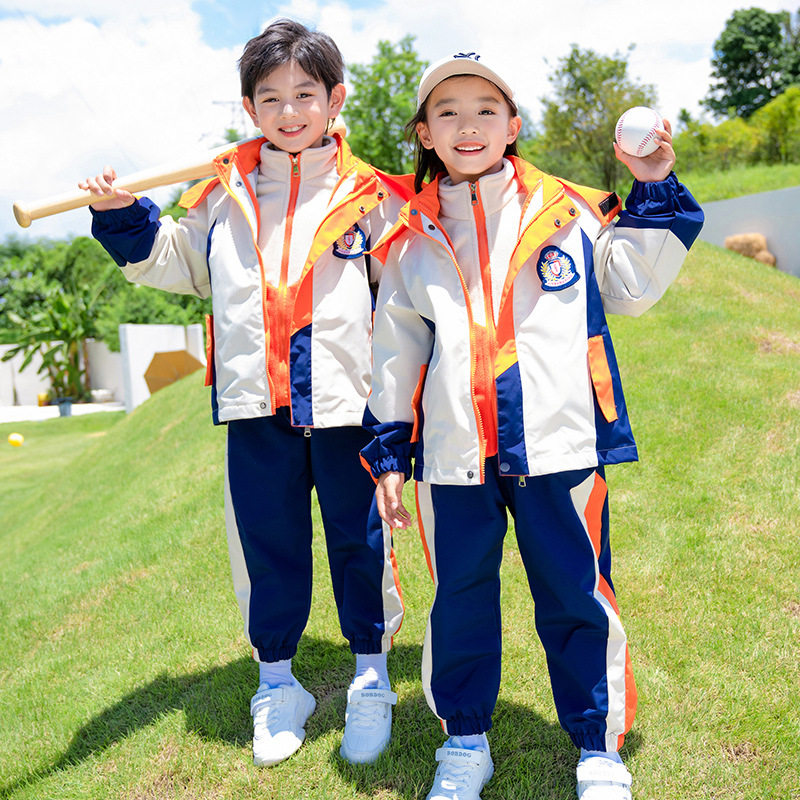 小学生校服冲锋衣三件套秋冬装班服套装幼儿园园服秋季运动会拍照