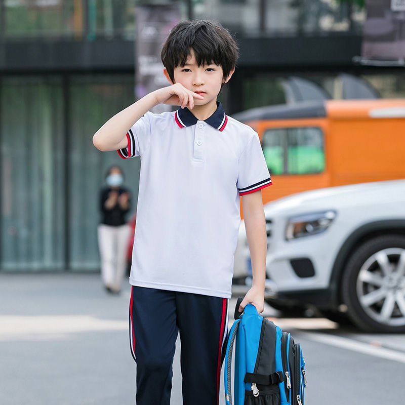 砍柴娃夏季学生男女童校服olo衫翻领初高中班服男女半袖运动服