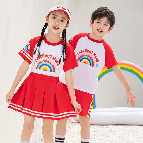 小学生校服班服幼儿园园服六一活动服装新款儿童啦啦队夏季表演服