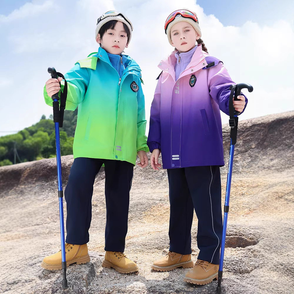 中小学生校服套装秋冬装加绒冲可拆卸冲锋衣幼儿园园服三件套冬装