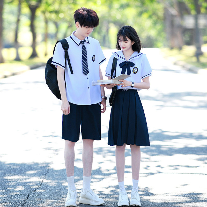 毕业照班服套装夏季英伦学院风JK制服衬衫中小学生朗诵大合唱校服