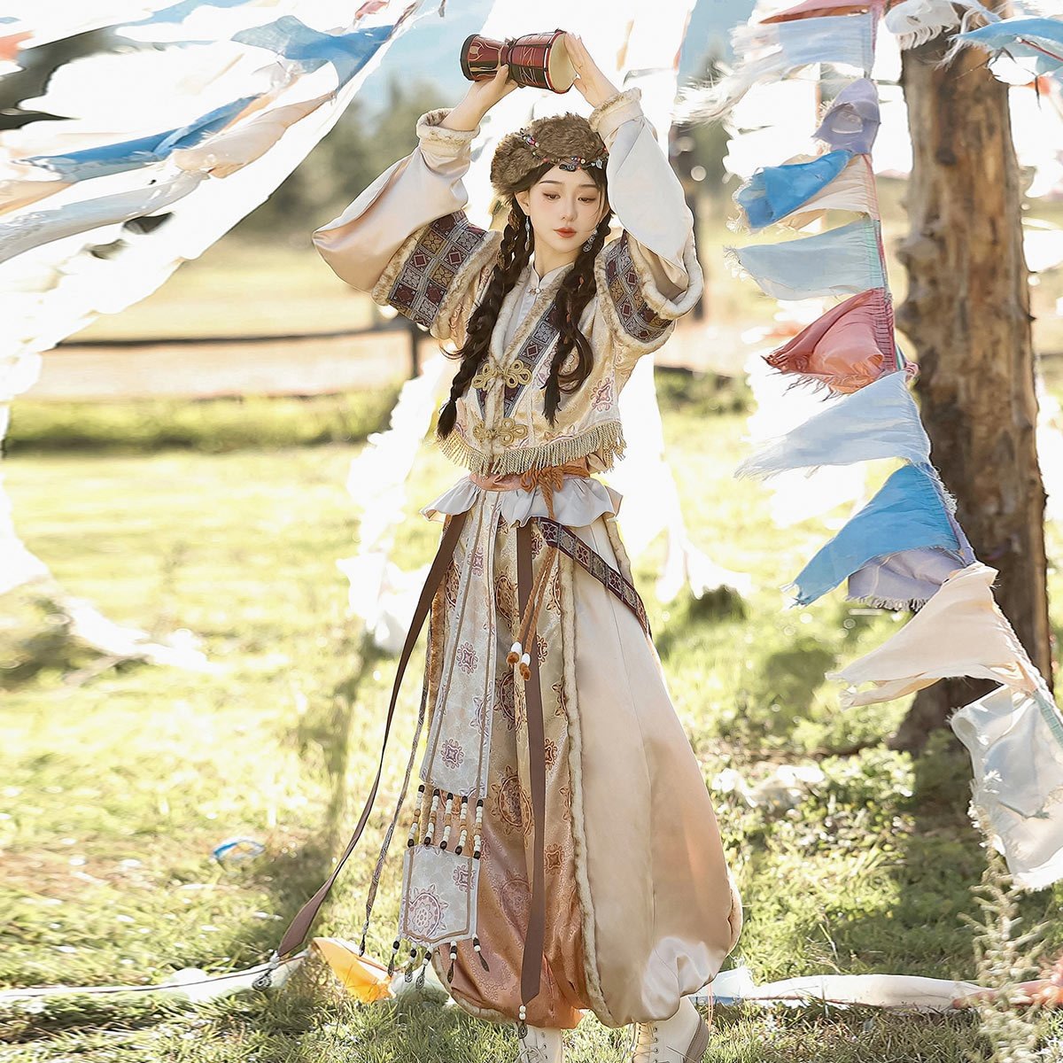 倚梦阁原创设计耀月灵域汉服女敦煌风西域风外披上衣裤子套装9387,女装/女士精品,汉服套装,淘宝优惠券,粉丝福利购,淘宝优惠卷