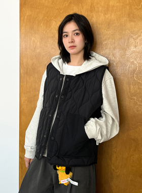 SLOWBAND美式复古工装夹棉马甲加厚保暖纯色背心多口袋棉服外套男