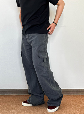 SLOWBAND美式巴恩风大口袋工装垂感直筒休闲裤伐木工男女长裤