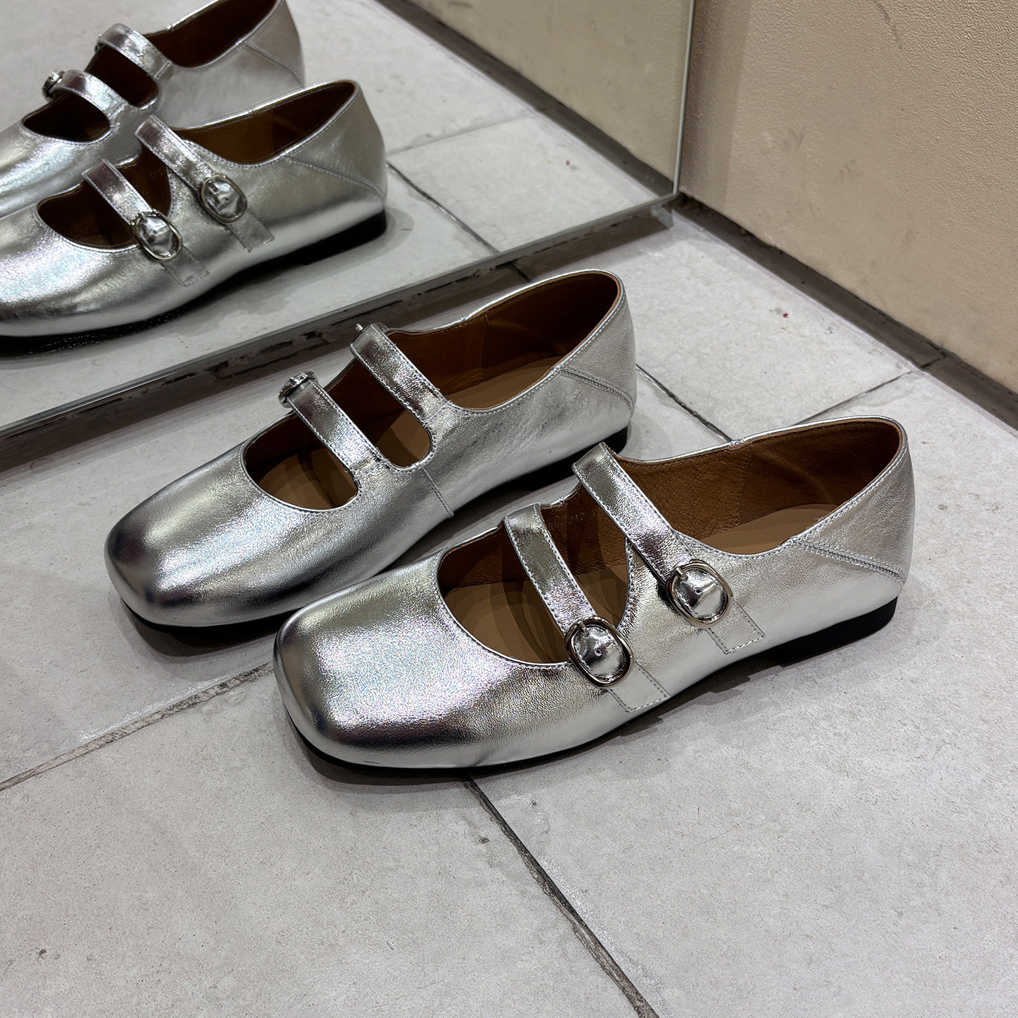 银色玛丽珍鞋女平底一字扣浅口单鞋气质软底方头百搭,女鞋,浅口单鞋,淘宝优惠券,粉丝福利购,淘宝优惠卷