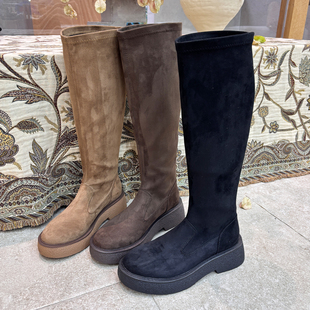 弹力靴厚底增高显瘦高筒长靴女2025新款舒适休闲显瘦时装瘦瘦靴子