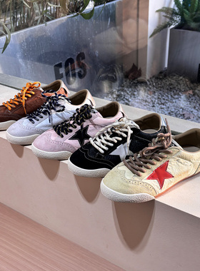 香港复古真皮做旧休闲运动星星德训鞋女2026春季新款系带平底板鞋