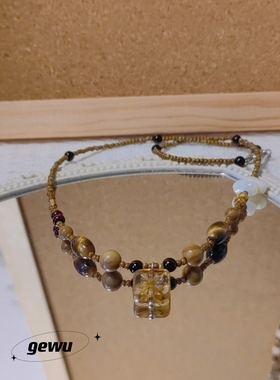 格物《奥特兰》复古琉璃项链米珠混串设计感磁铁扣延长链可选