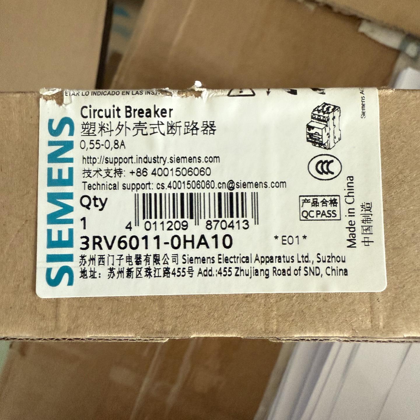 3RV6011-0HA10西门子塑料外壳式断路器