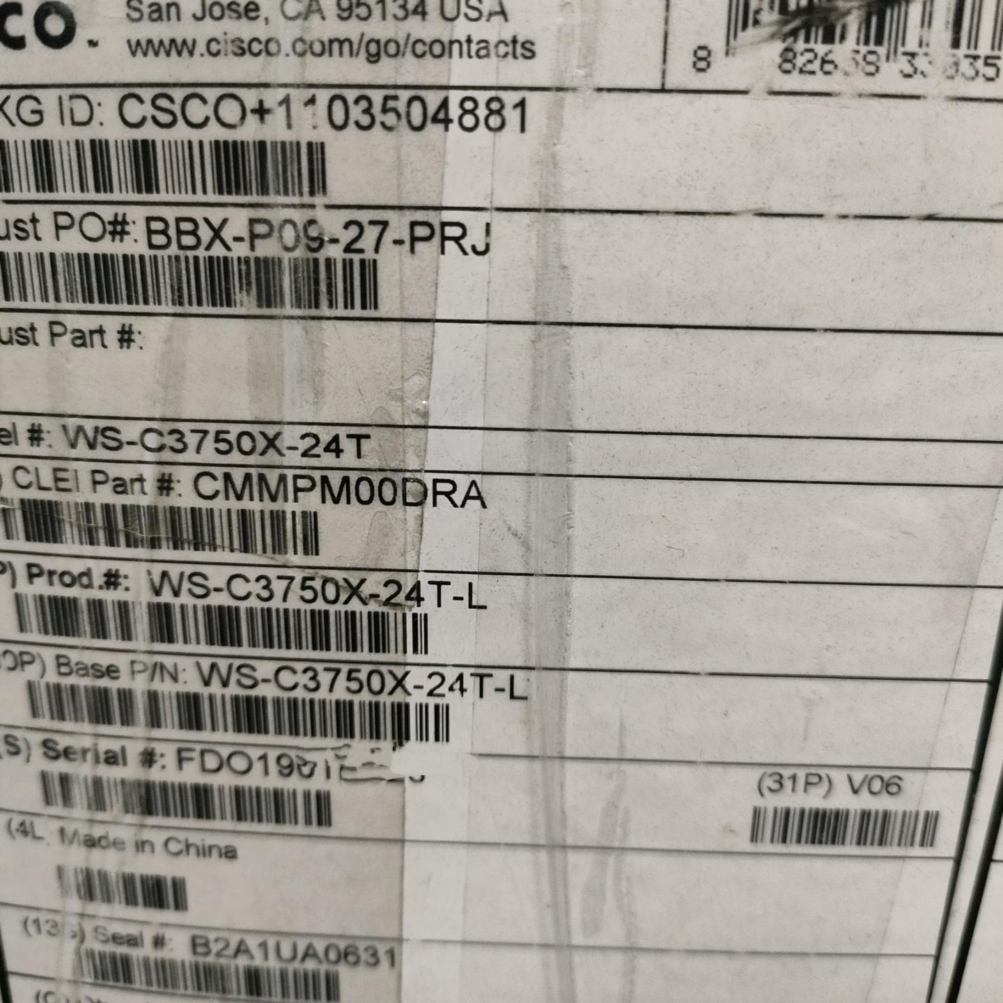 Cisco/思科   WS-C3750X-24T-L/S全新