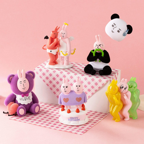 粉红兔子美丽心情盲盒抽象公仔