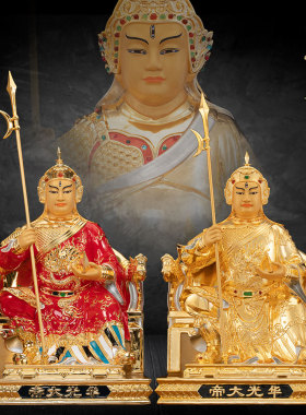 铜桌面华光大帝神像摆件