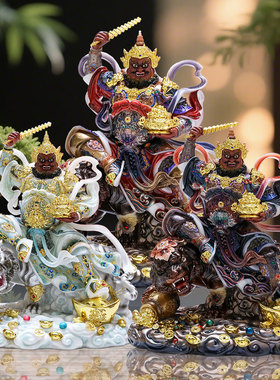 武财神赵公明神像黑虎摆件