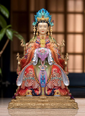 碧霞元君神像铜彩绘东岳摆件