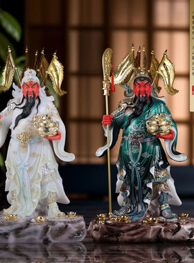 站关公神像汉白玉摆件