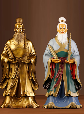 祥狮纯铜姜子牙神像台湾镇宅摆件