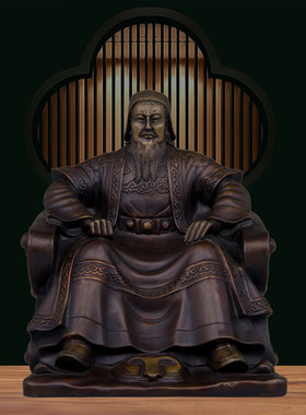 铜客厅玄关成吉思汗坐像摆件