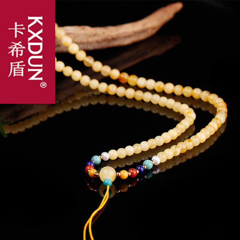 KXDUN天然蜜蜡琥珀项链蜜蜡链挂绳男女蜜蜡原石鸡油黄项链gs0827