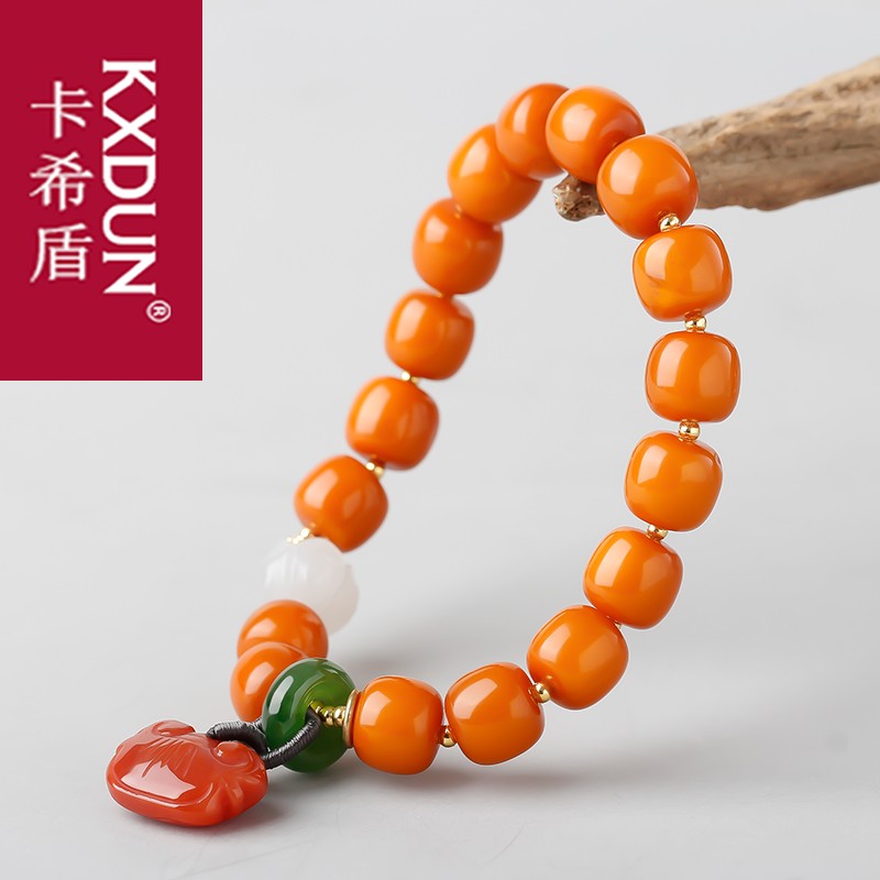 KXDUN蜜蜡随形单圈手链天然琥珀枣珠琥珀原石桶珠男女手串gs0826