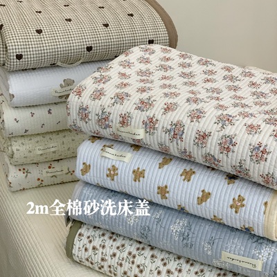 大鹅家全棉砂洗夹棉床盖