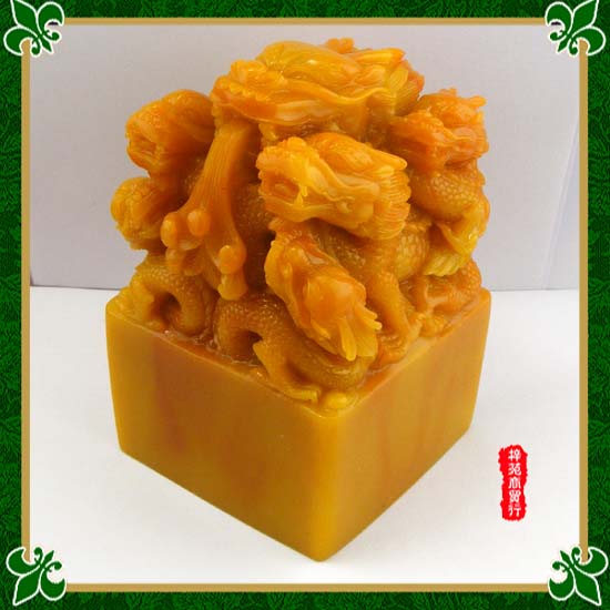 超大仿古寿山石九龙玉玺大印章摆件厂家直销包邮可刻字带底座锦盒