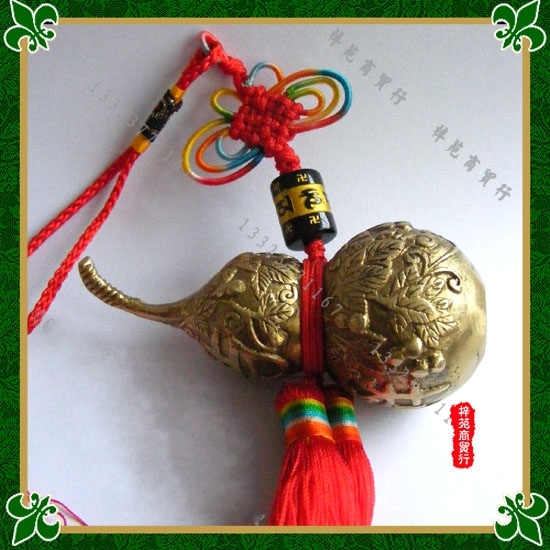 百草明咒铜葫芦六字真言天医铜葫芦挂件二黑健康中式家居挂饰