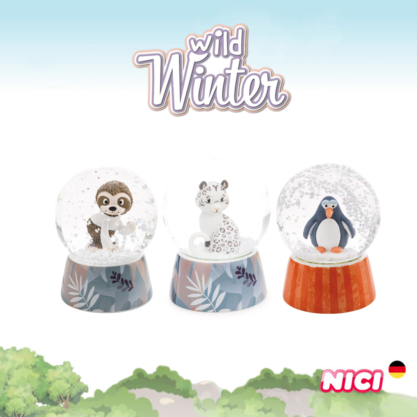 德国NICI玻璃水晶球树懒企鹅雪豹